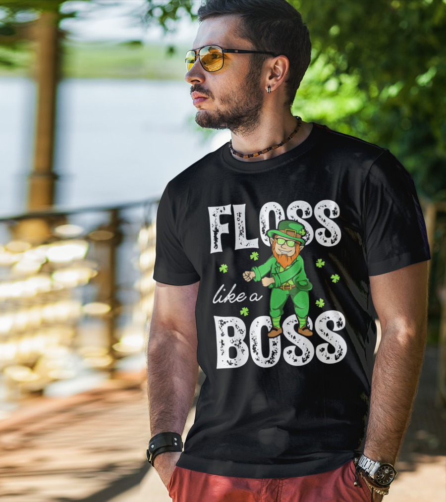 Floss Like A Boss Leprechaun Shamrock Irish T-Shirt