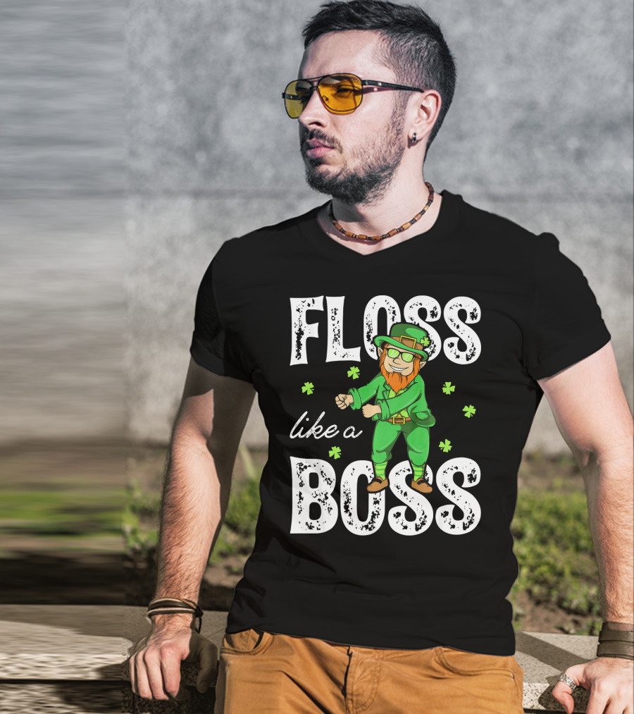 Floss Like A Boss Leprechaun Shamrock Irish T-Shirt