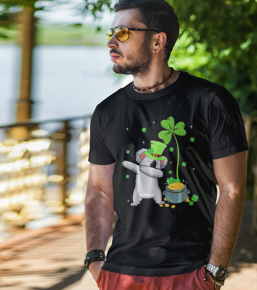 Shamrock Leprechaun Koala Pot Of Gold St Patricks T-Shirt