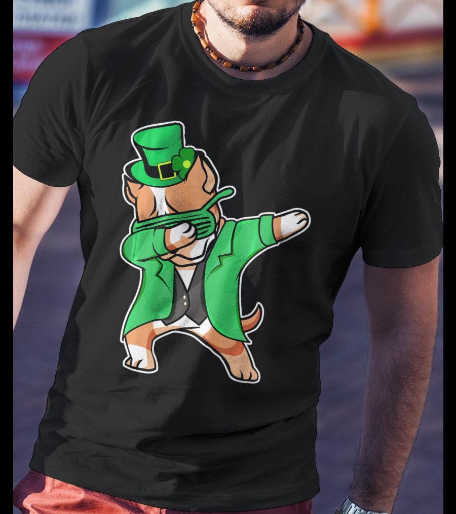Dabbing Pitbull Leprechaun St. Patrick's Day T-Shirt