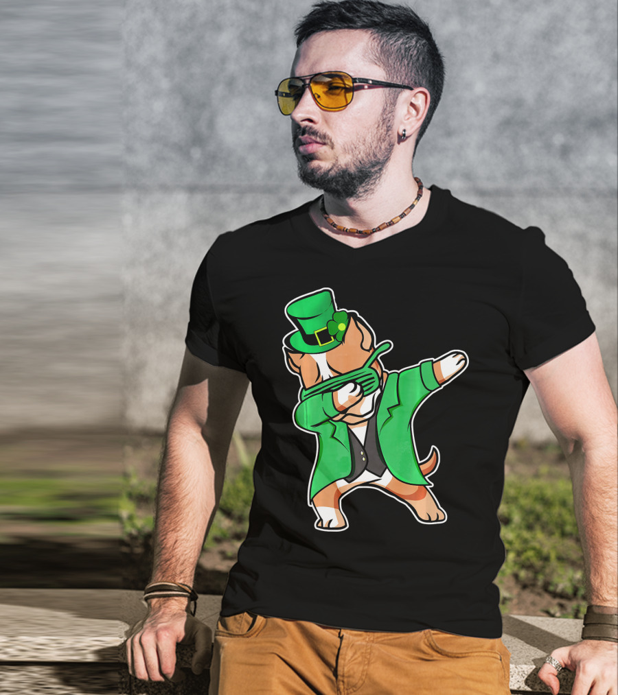 Dabbing Pitbull Leprechaun St. Patrick's Day T-Shirt