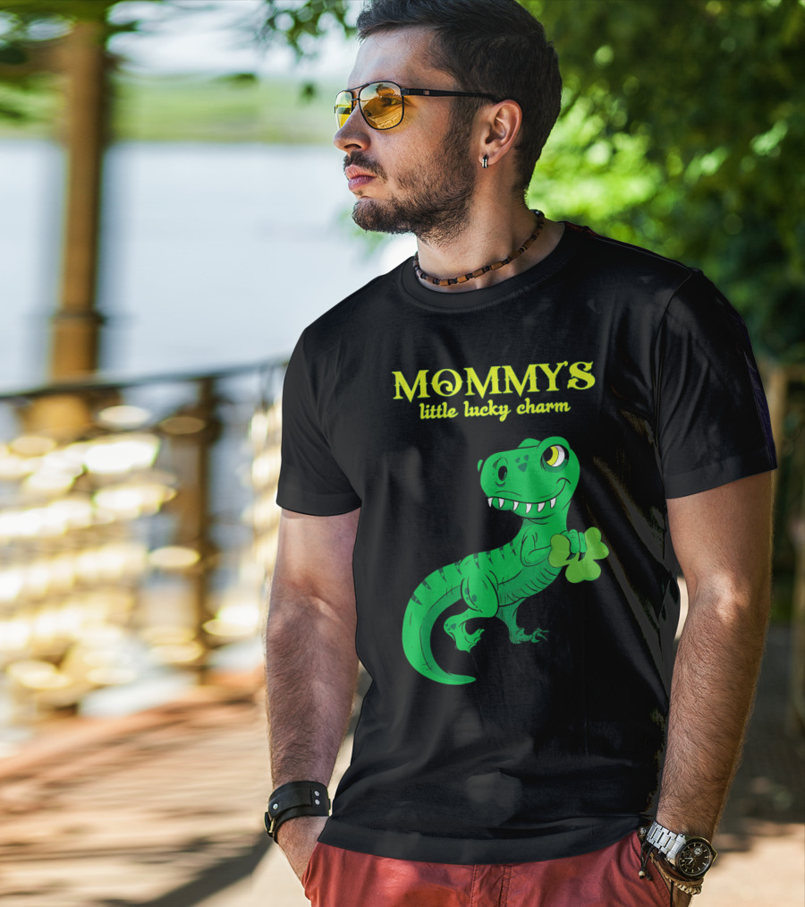 Mommy's Little Lucky Charm Dinosaur Kids St Patrick's Day T-Shirt