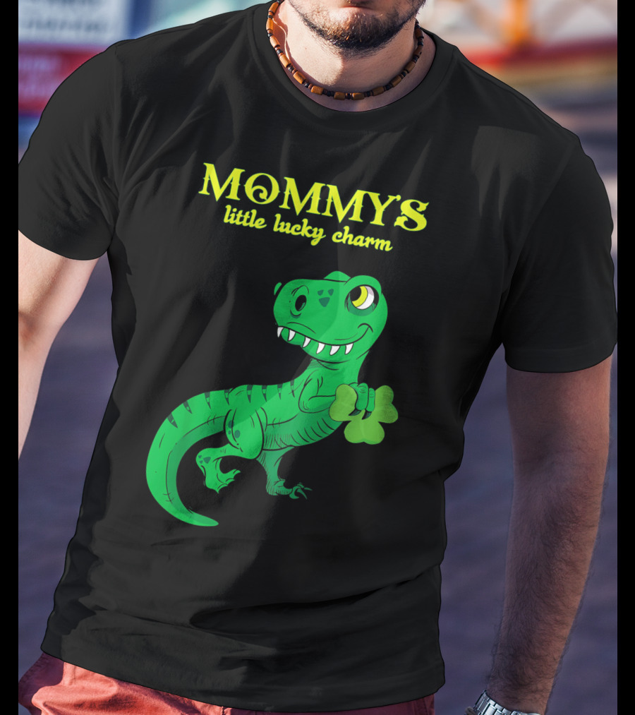 Mommy's Little Lucky Charm Dinosaur Kids St Patrick's Day T-Shirt