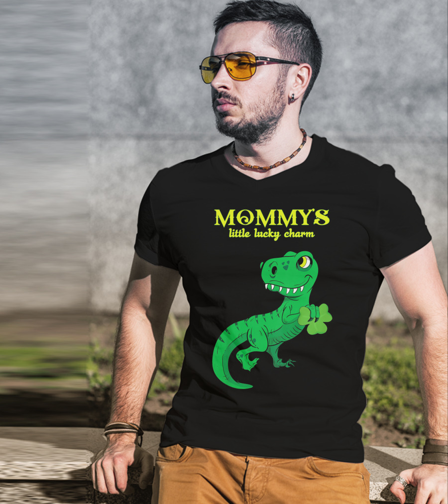 Mommy's Little Lucky Charm Dinosaur Kids St Patrick's Day T-Shirt