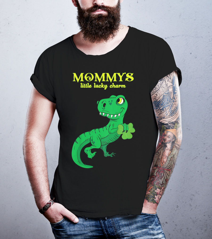 Mommy's Little Lucky Charm Dinosaur Kids St Patrick's Day T-Shirt