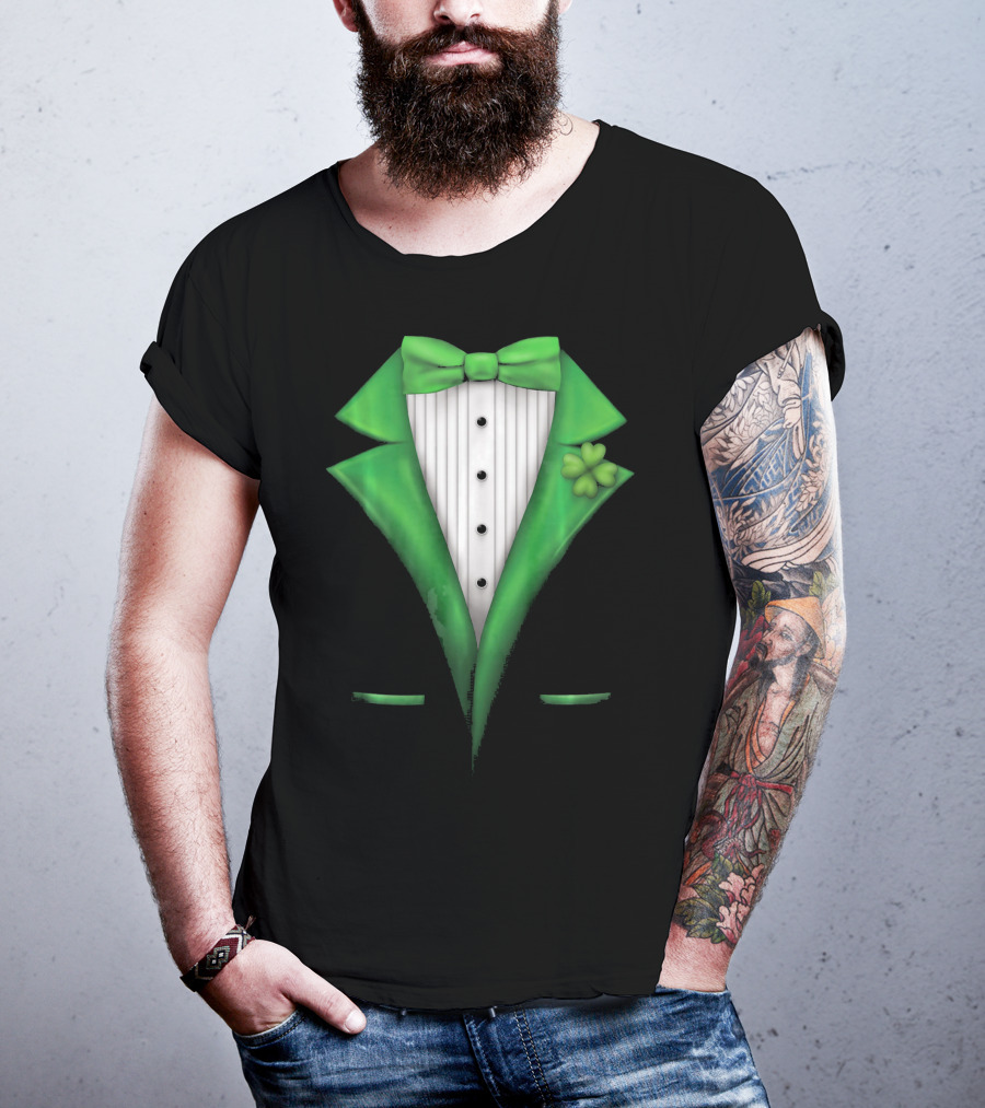 St. Patricks Day Clover Green Tuxedo Bow Tie Classic T-Shirt