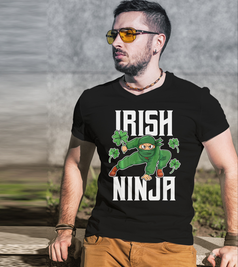 Irish Ninja Shamrock Warrior Awesome T-Shirt
