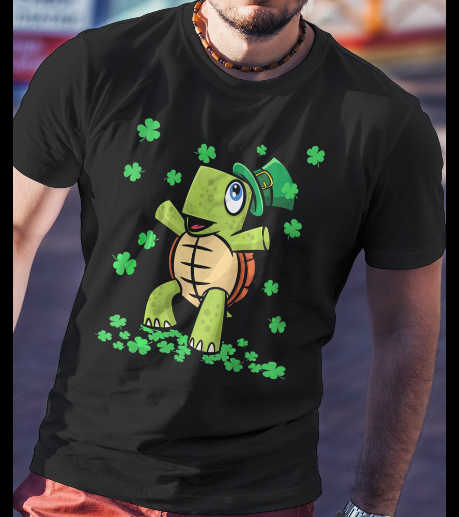 St Patricks Day Irish American Turtle Leprechaun Shamrock T-Shirt
