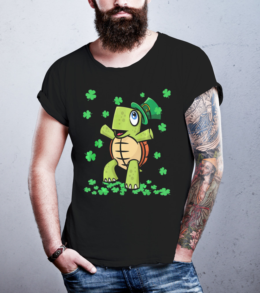 St Patricks Day Irish American Turtle Leprechaun Shamrock T-Shirt