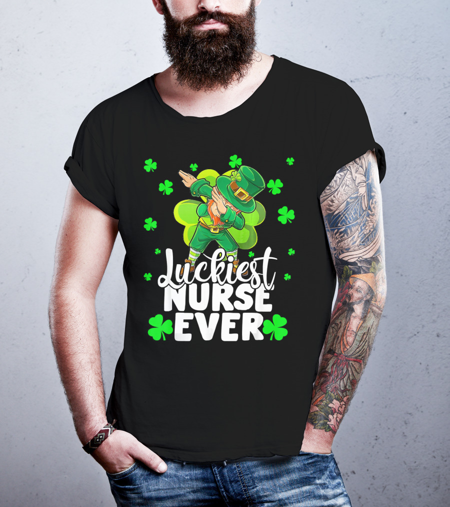 Luckiest Nurse Ever Leprechaun Dab St Patrick's Day Shamrock T-Shirt