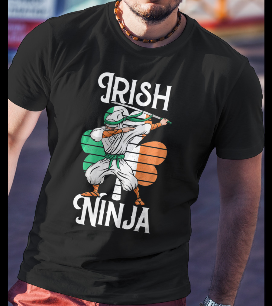 Irish Ninja Clover Martial Arts Pose T-Shirt