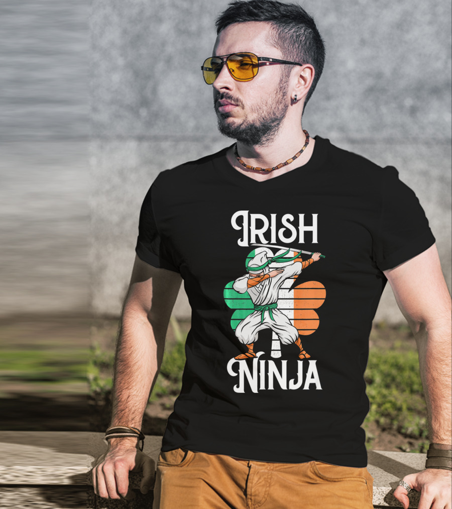 Irish Ninja Clover Martial Arts Pose T-Shirt