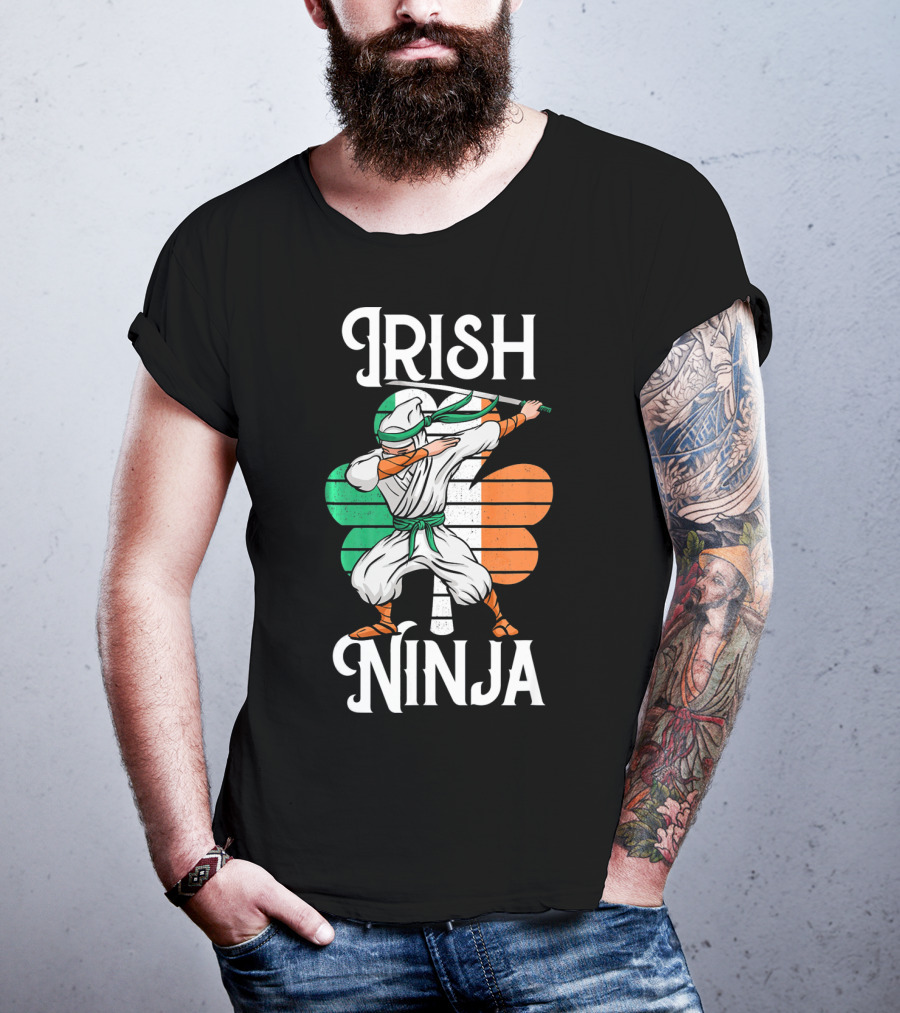 Irish Ninja Clover Martial Arts Pose T-Shirt