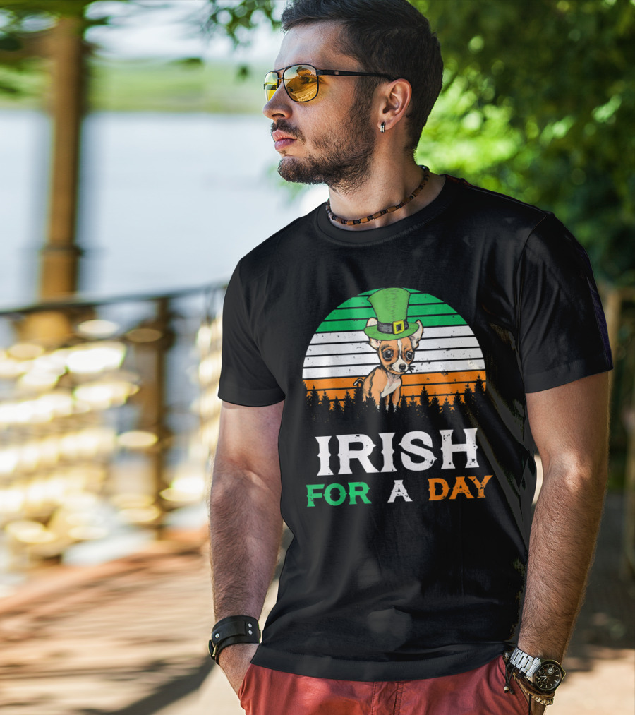 Irish For A Day Retro Vintage Chihuahua St. Patrick's Hat T-Shirt