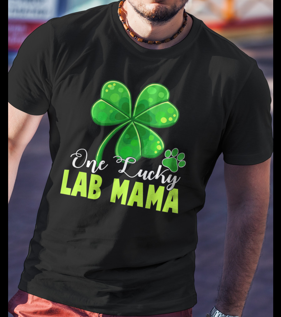 One Lucky Lab Mama Shamrock Paw Prints T-Shirt