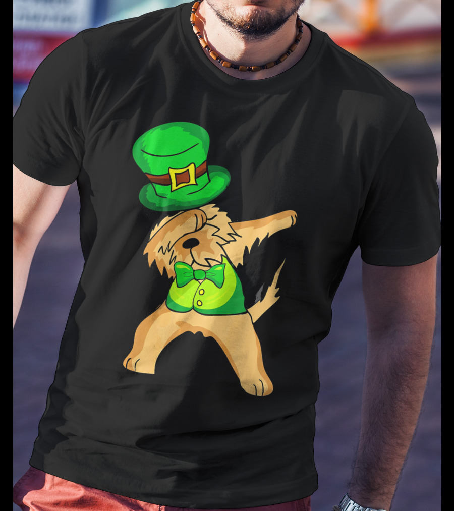 Dabbing Leprechaun Kids Irish Terrier St. Patrick's Day Dog Bow Tie T-Shirt
