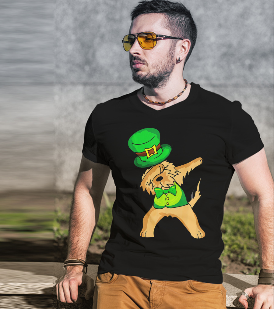 Dabbing Leprechaun Kids Irish Terrier St. Patrick's Day Dog Bow Tie T-Shirt
