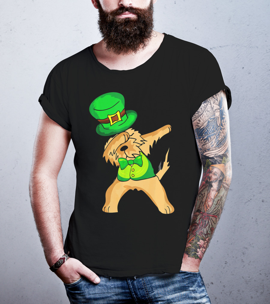 Dabbing Leprechaun Kids Irish Terrier St. Patrick's Day Dog Bow Tie T-Shirt