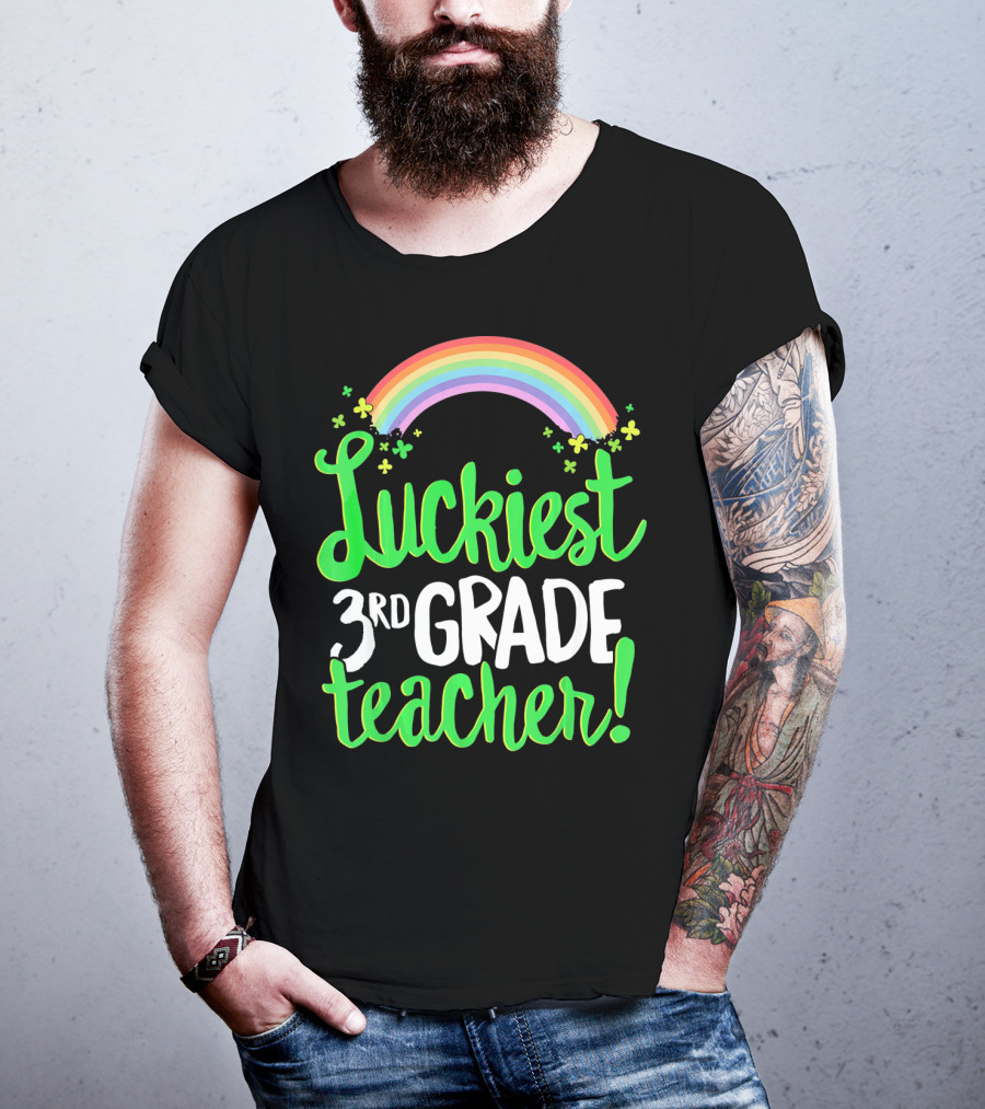 Luckiest 3rd Grade Teacher St Patricks Rainbow Shamrocks T-Shirt