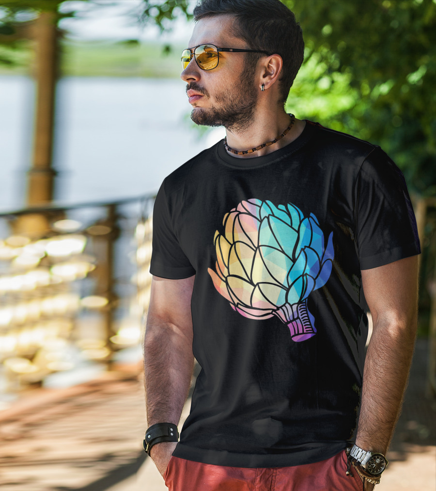 Low Poly Artichoke Vegetarian Rainbow Geometric T-Shirt