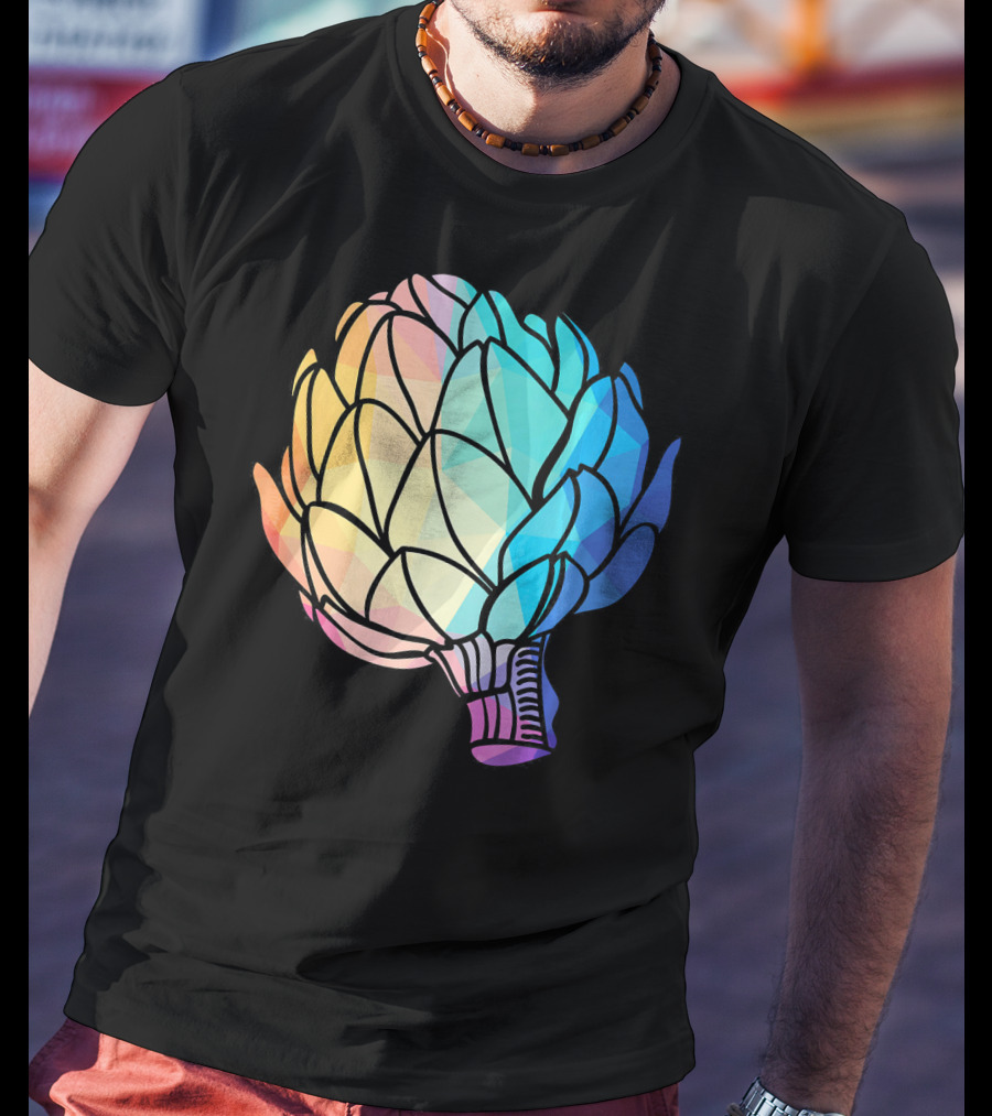 Low Poly Artichoke Vegetarian Rainbow Geometric T-Shirt