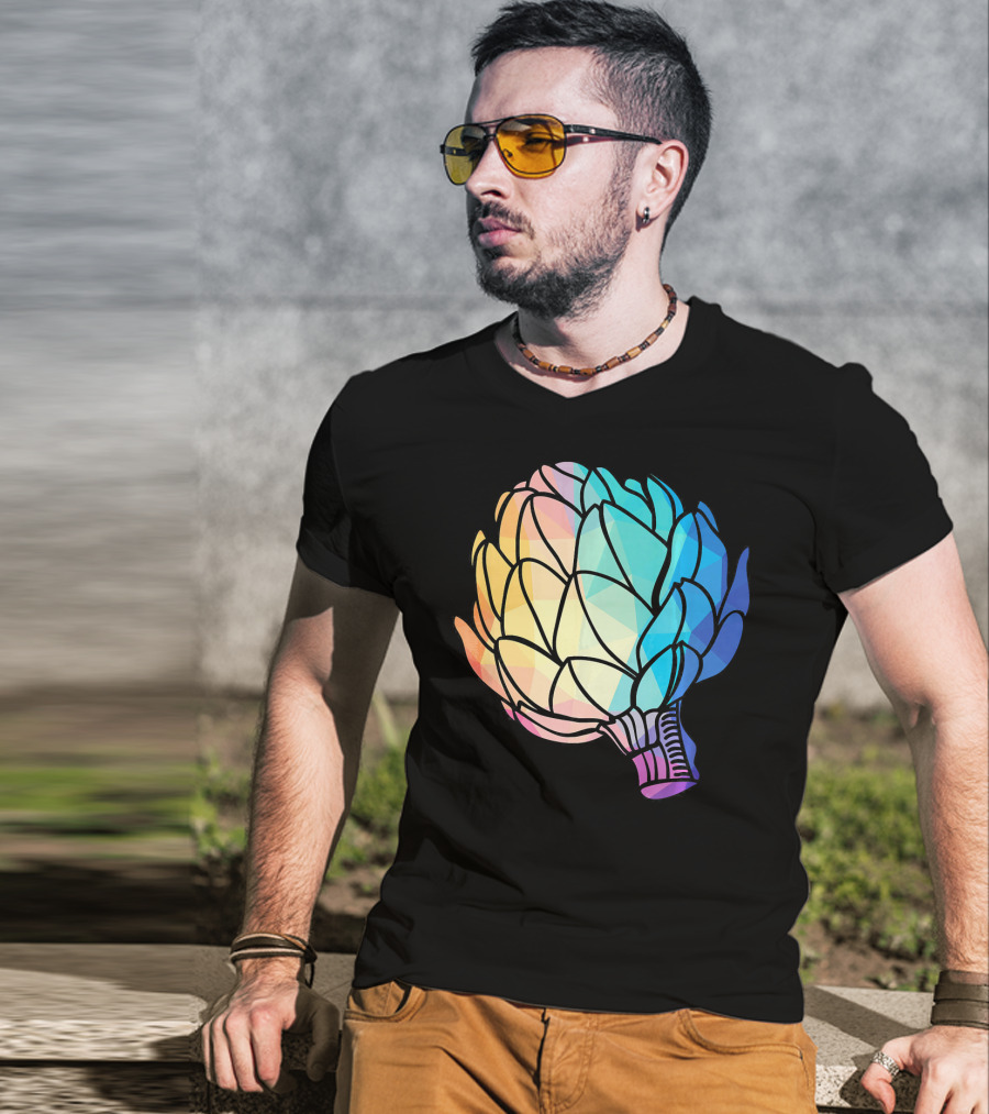 Low Poly Artichoke Vegetarian Rainbow Geometric T-Shirt