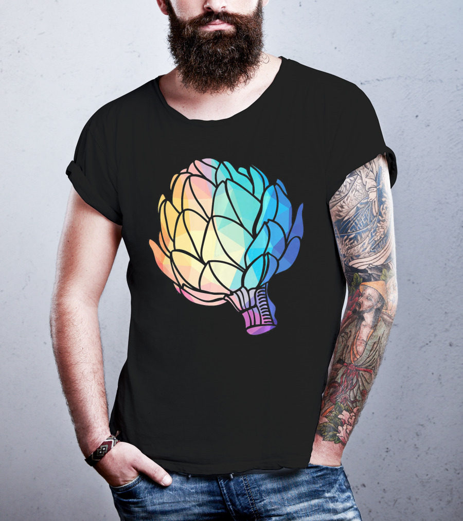 Low Poly Artichoke Vegetarian Rainbow Geometric T-Shirt