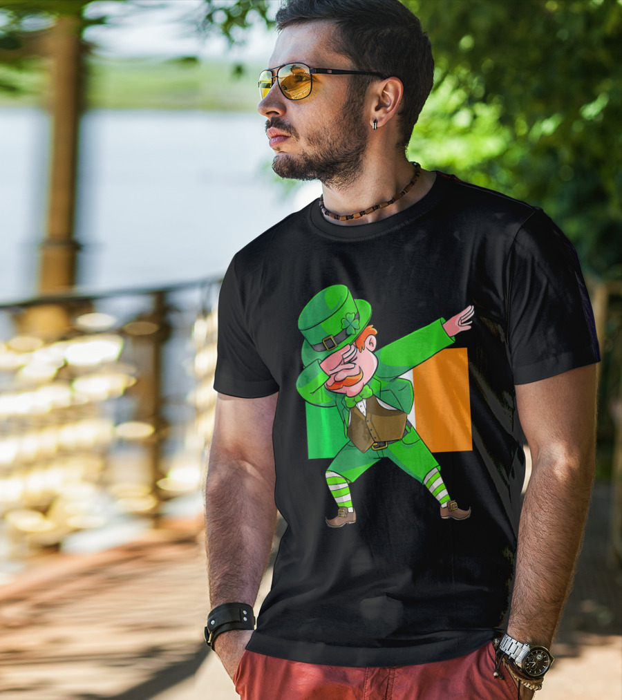 Dabbing Leprechaun Ireland Flag St. Patrick's Day Fun T-Shirt