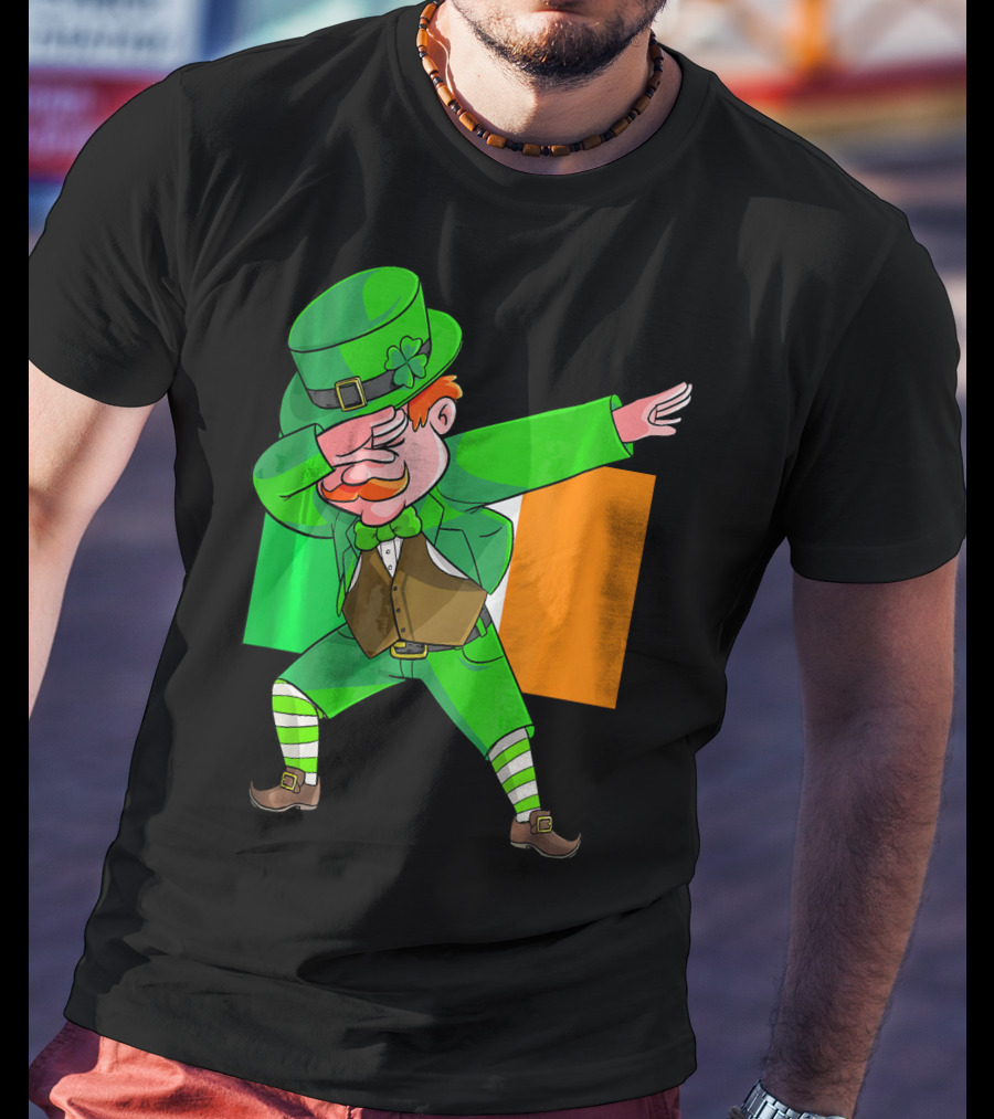 Dabbing Leprechaun Ireland Flag St. Patrick's Day Fun T-Shirt