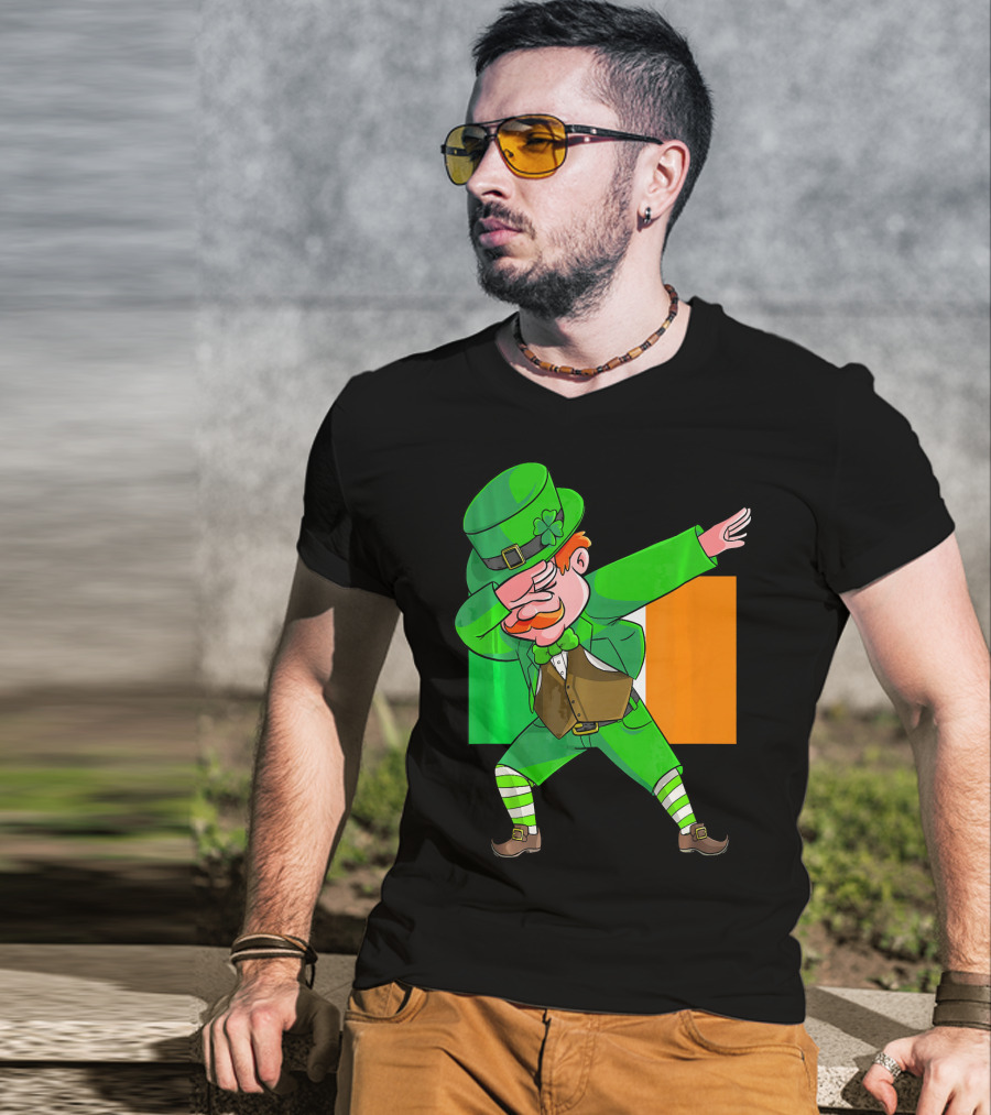 Dabbing Leprechaun Ireland Flag St. Patrick's Day Fun T-Shirt