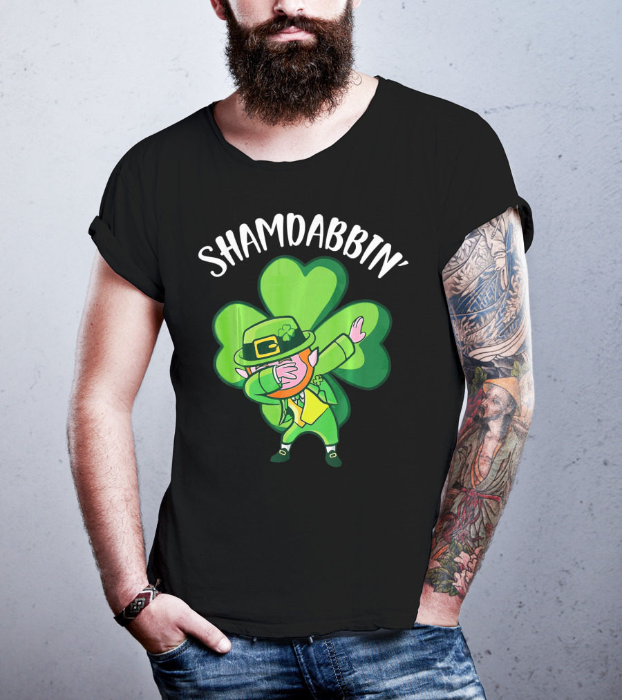 SHAMDABBIN' Leprechaun Dabbing With Big Shamrock T-Shirt