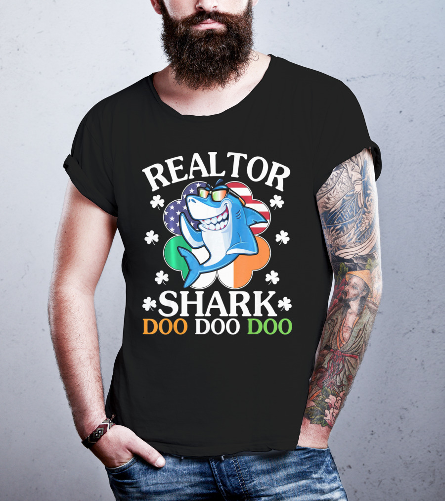 Realtor Shark Doo Doo Doo US Irish Flag Shamrock T-Shirt