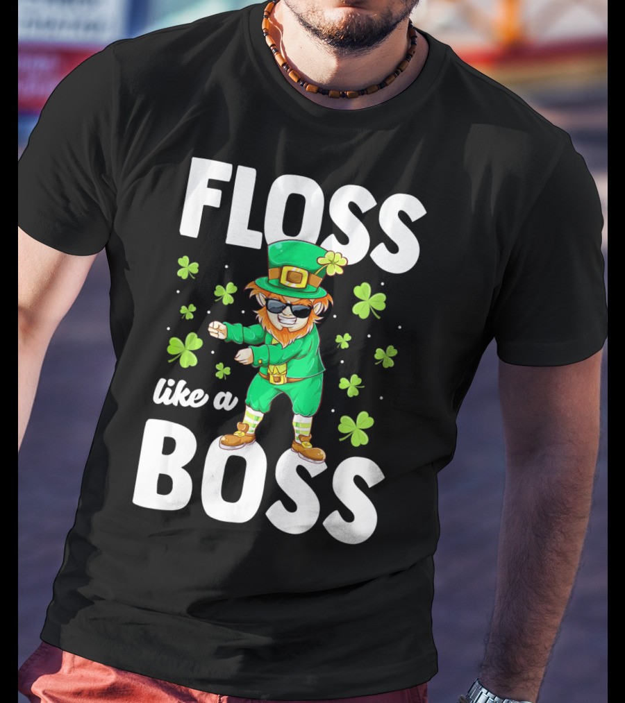 Floss Like A Boss Leprechaun Dance With Shamrocks T-Shirt