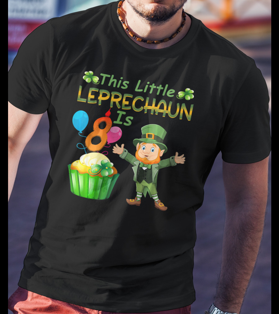 This Little Leprechaun Is 8 Birthday Cupcake Balloons T-Shirt