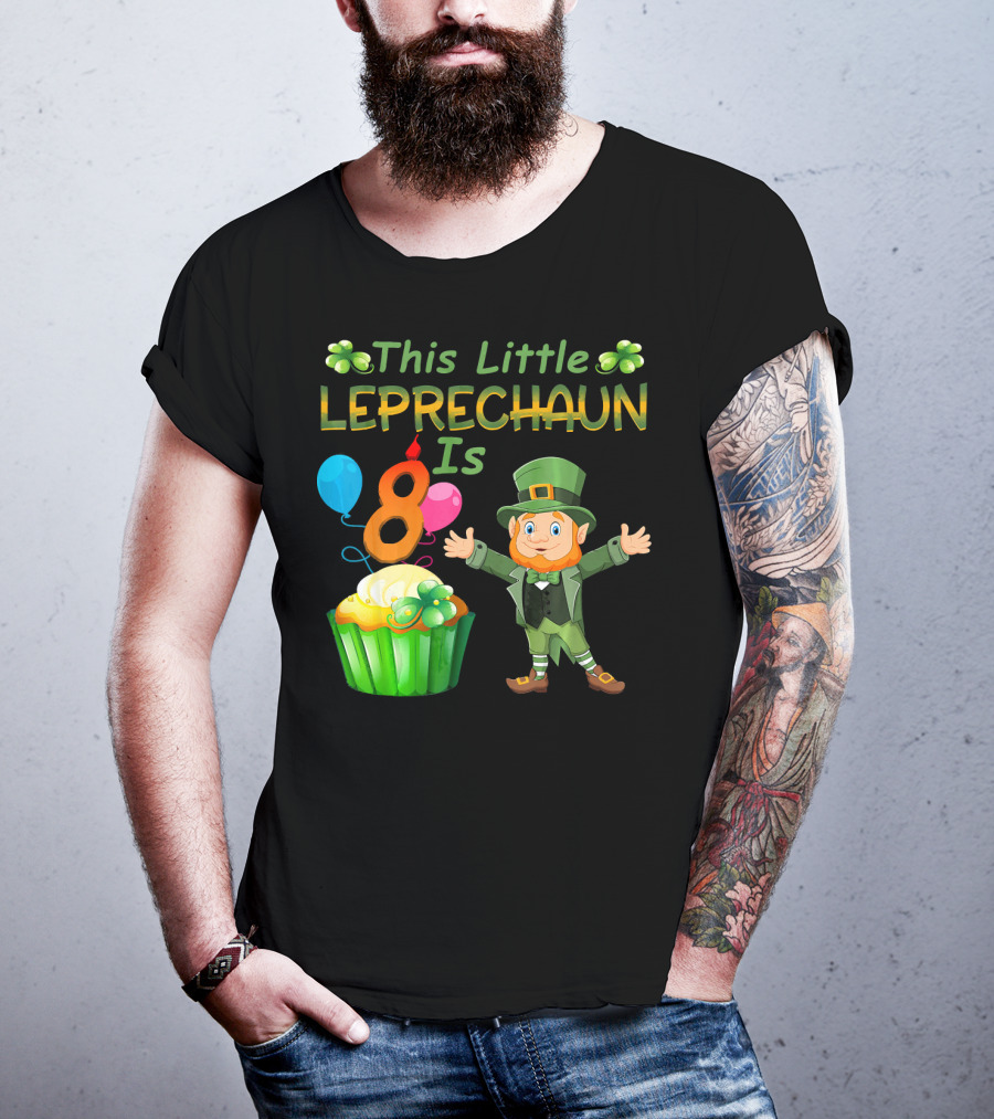 This Little Leprechaun Is 8 Birthday Cupcake Balloons T-Shirt