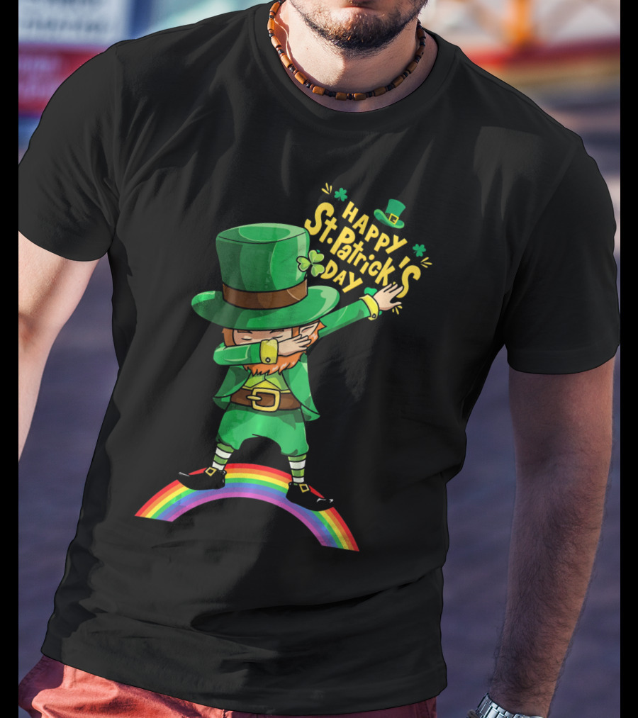 Happy St. Patrick's Day Leprechaun Dab On Rainbow T-Shirt