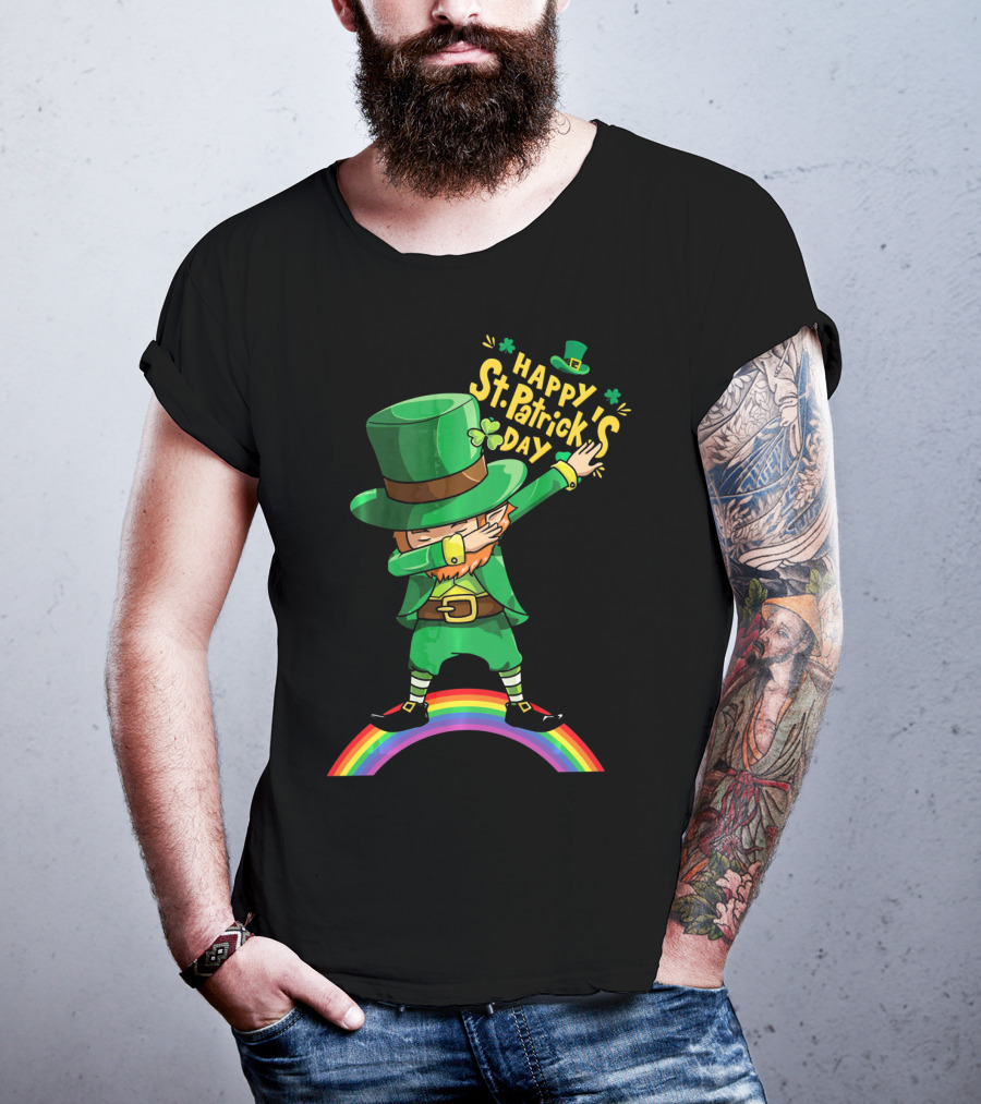 Happy St. Patrick's Day Leprechaun Dab On Rainbow T-Shirt