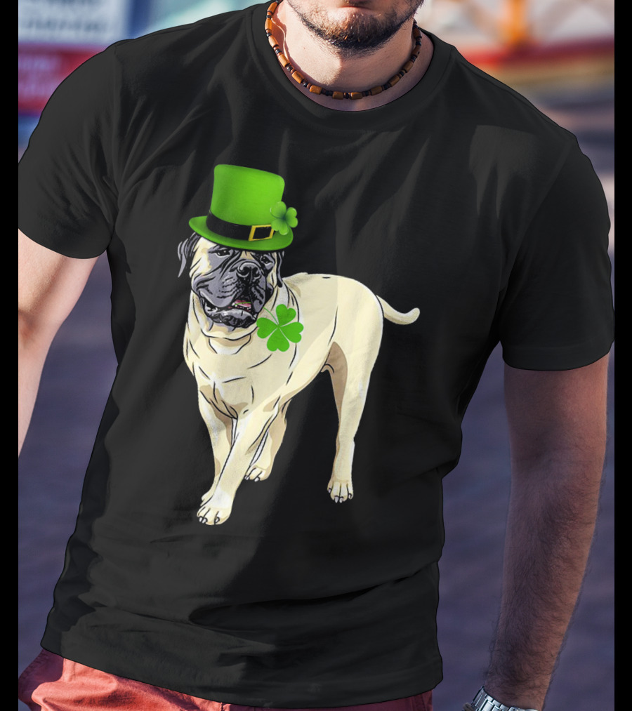St Patricks Day BullMastiff Dog Irish Shamrock Hat T-Shirt
