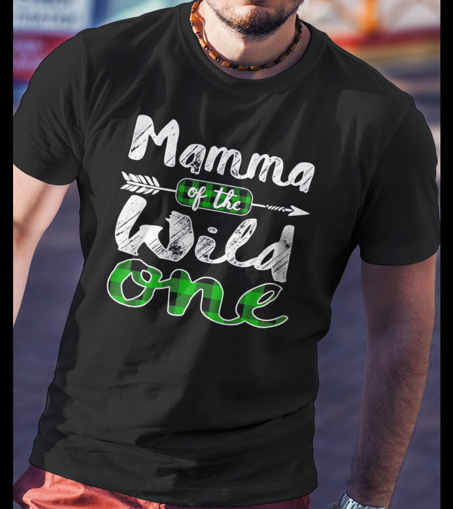 Mamma Of The Wild One Arrow Plaid T-Shirt