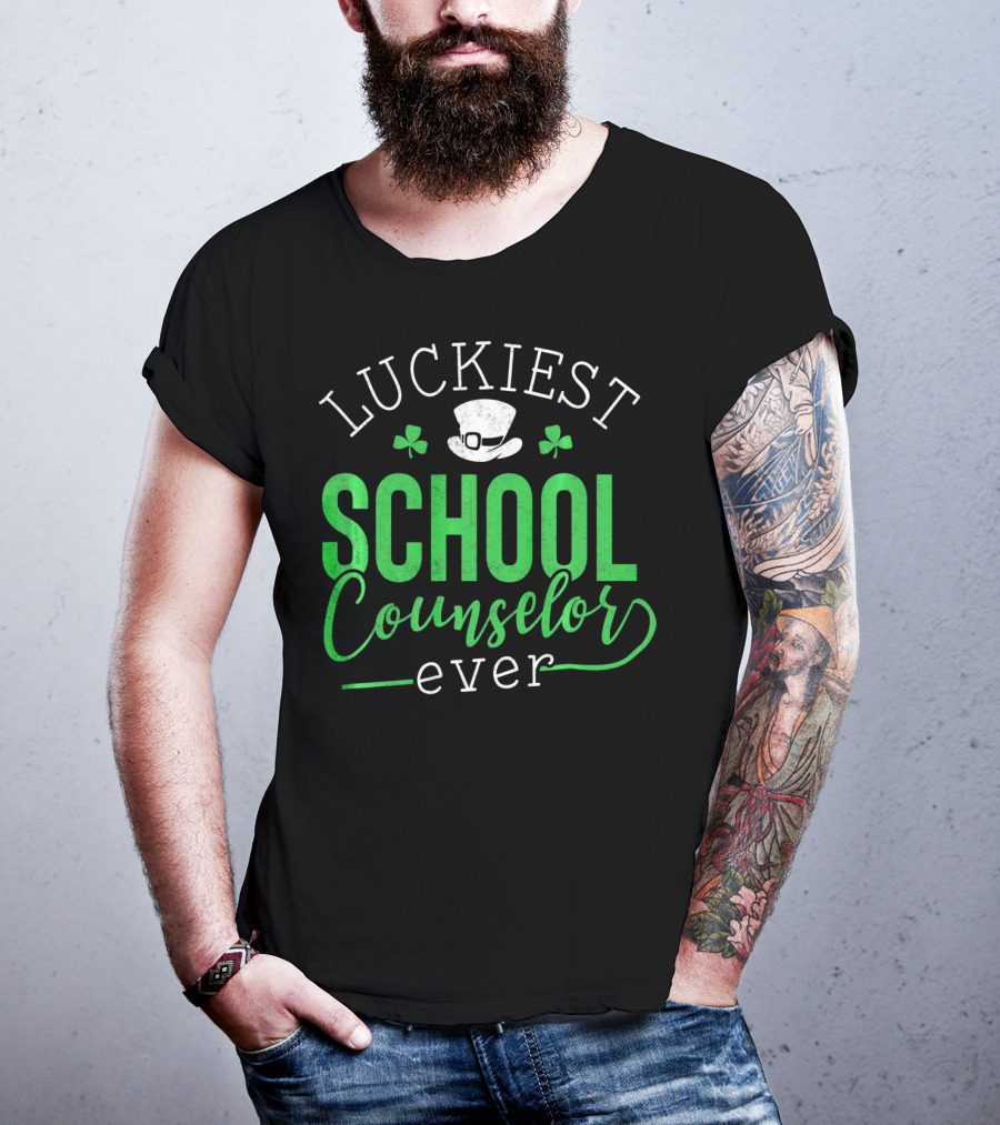 Luckiest School Counselor Ever St Patricks Hat Shamrock T-Shirt