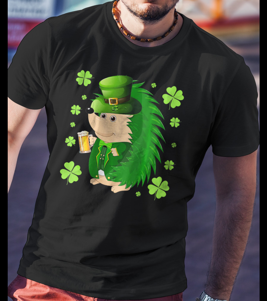 Funny Hedgichaun Leprechaun Clover Beer St. Patrick's Day T-Shirt