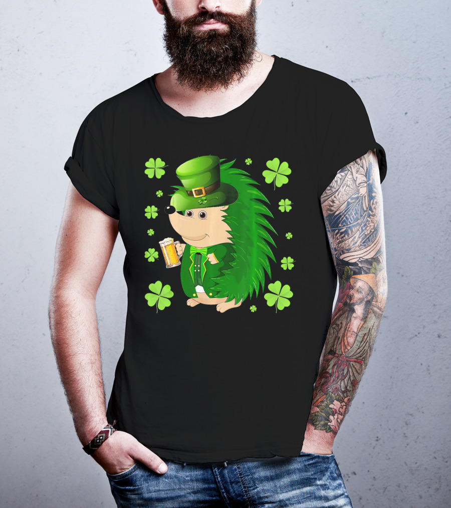Funny Hedgichaun Leprechaun Clover Beer St. Patrick's Day T-Shirt