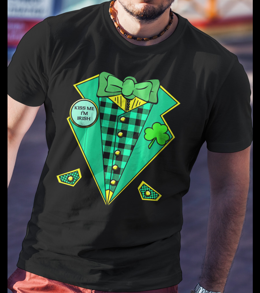 Kiss Me I'm Irish Leprechaun Costume Look With Bow Tie And Shamrock T-Shirt