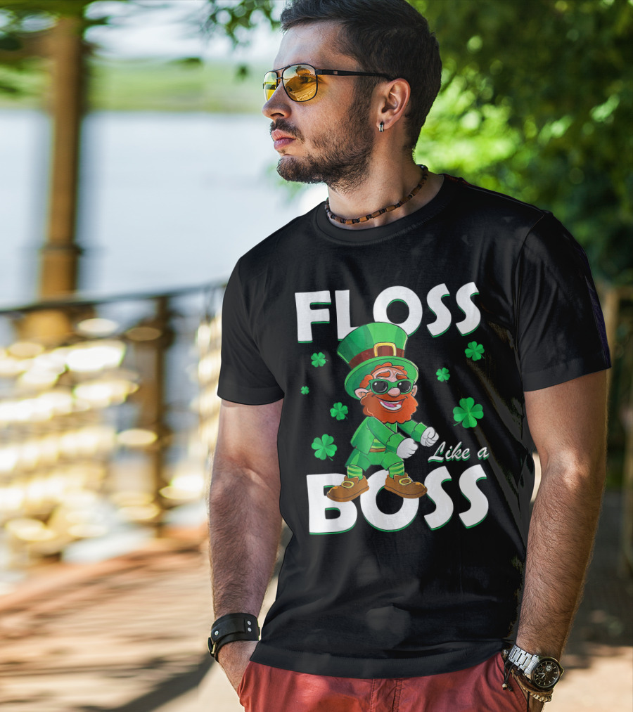 Floss Like A Boss Leprechaun St Patricks Day Shamrocks T-Shirt