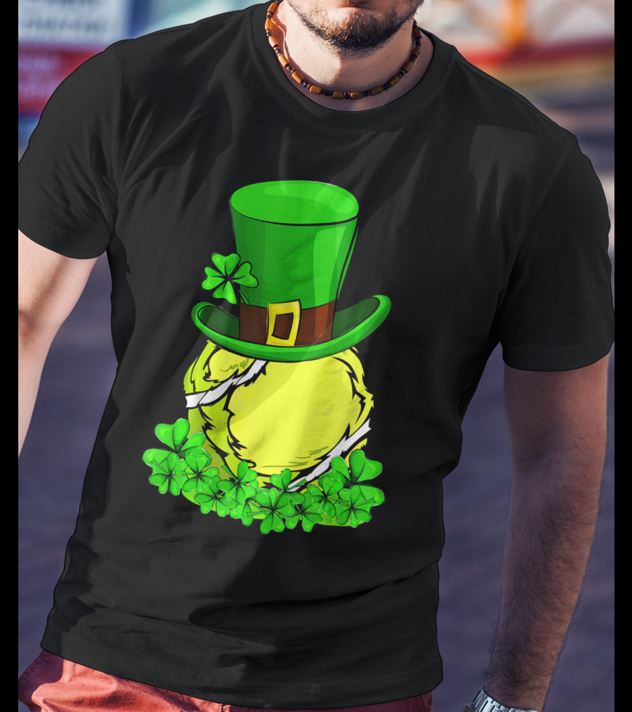 Leprechaun Hat Shamrock Tennis Ball St Patrick T-Shirt