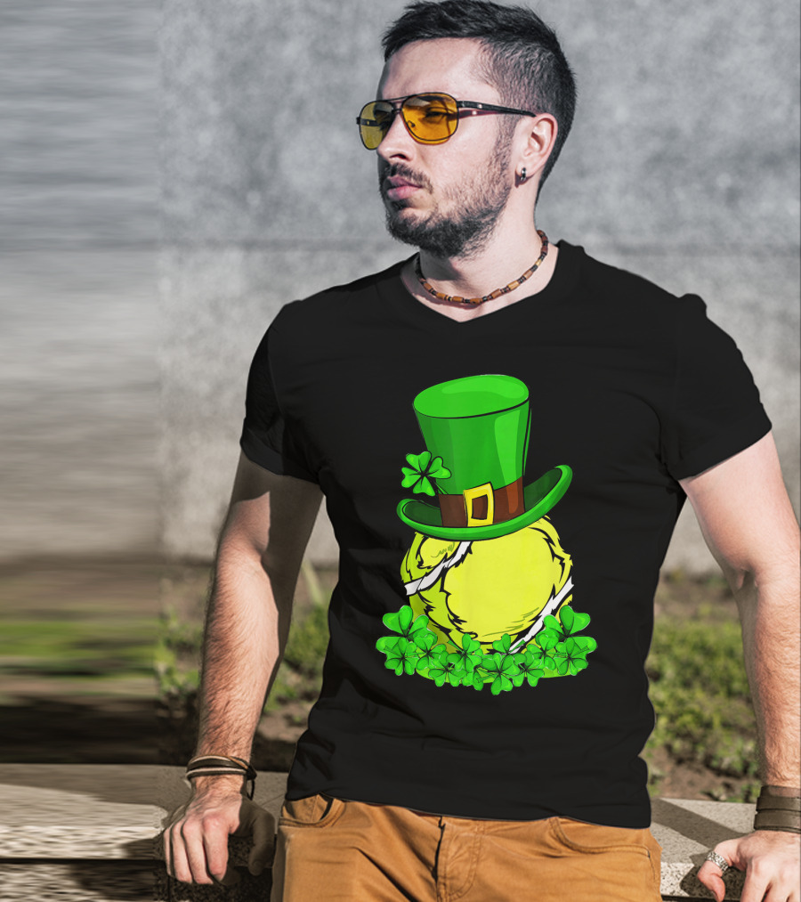 Leprechaun Hat Shamrock Tennis Ball St Patrick T-Shirt