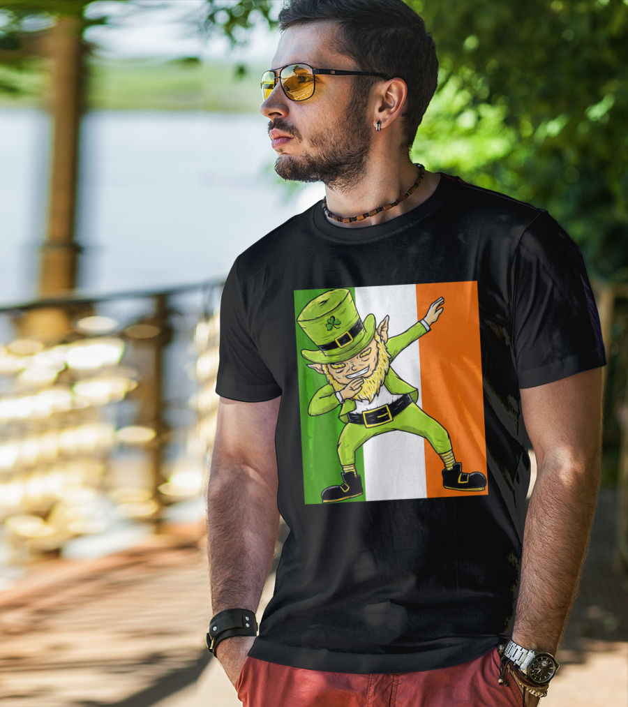 Irish Flag Dabbing Leprechaun St Patrick's Day T-Shirt