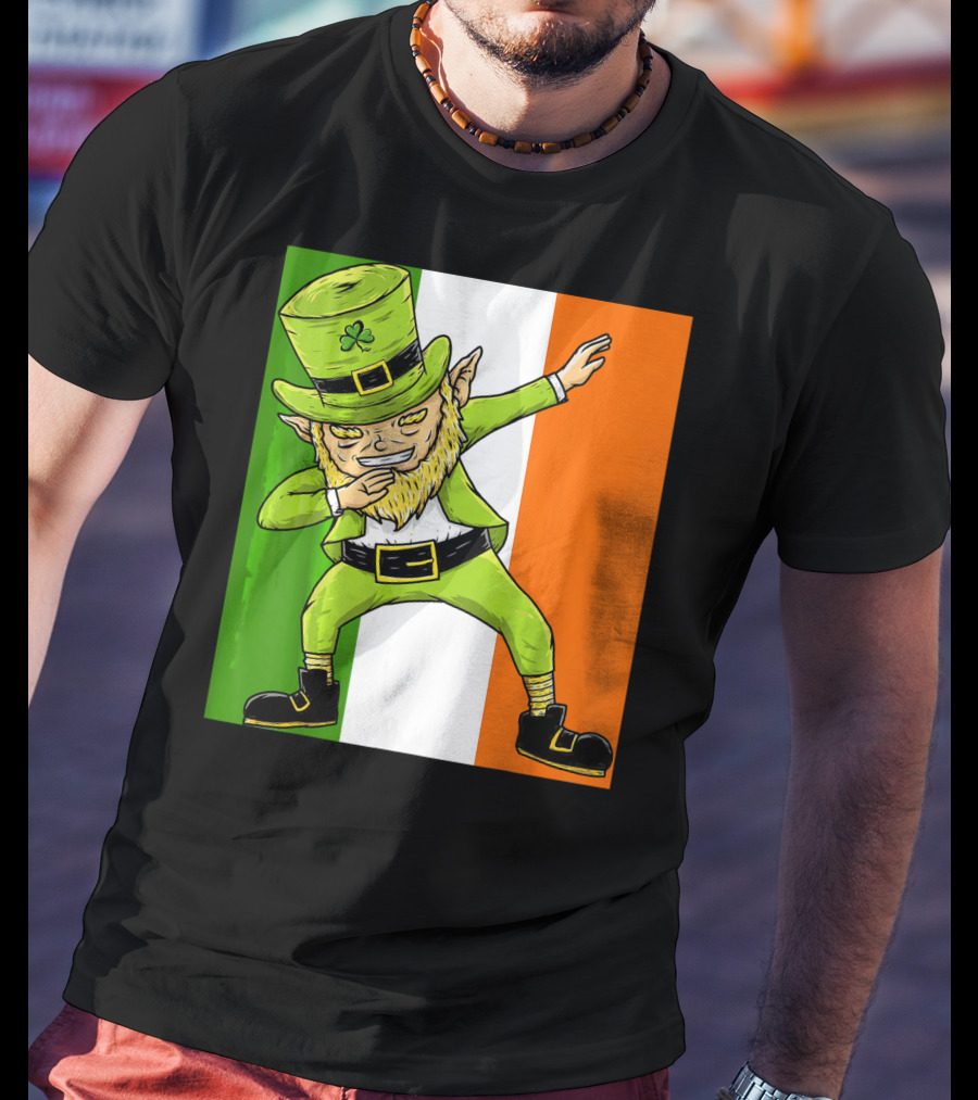 Irish Flag Dabbing Leprechaun St Patrick's Day T-Shirt