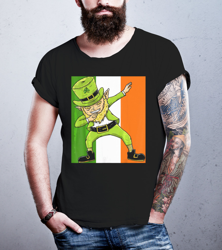 Irish Flag Dabbing Leprechaun St Patrick's Day T-Shirt
