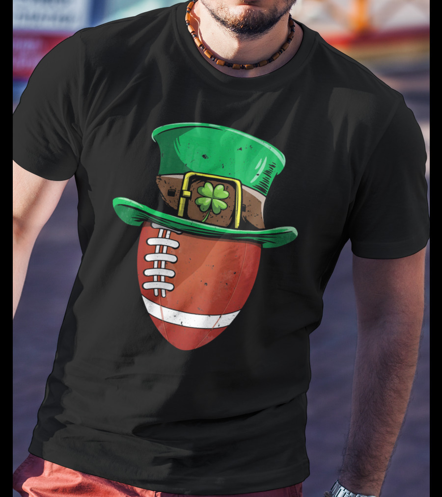 Leprechaun Hat Shamrock American Football Ball T-Shirt